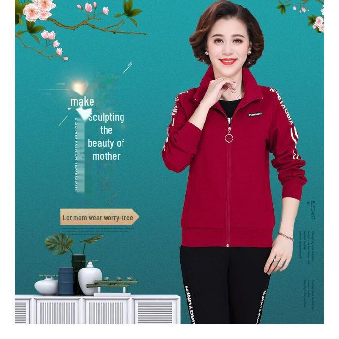 Spring & Autumn 2024 Women's Three-Piece Sports Suit for Middle-Aged and Elderly