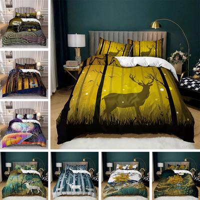 Seven-Color Deer 3D Digital Printing Kit, Quilt Cover, Bed Three-Piece Set