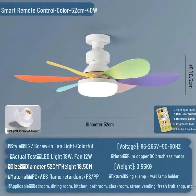 

Бесшумный светодиодный потолочный вентилятор E27 со съемными лезвиями в форме цветка W