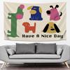 Cute Cartoon Animal Tapestry Colorful Aesthetic Wall Hanging Bedroom Living Room Kids Room Boho Wall Decor Home