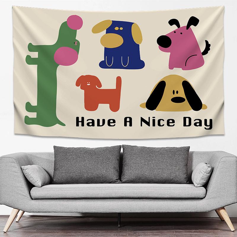 Cute Cartoon Animal Tapestry Colorful Aesthetic Wall Hanging Bedroom Living Room Kids Room Boho Wall Decor Home