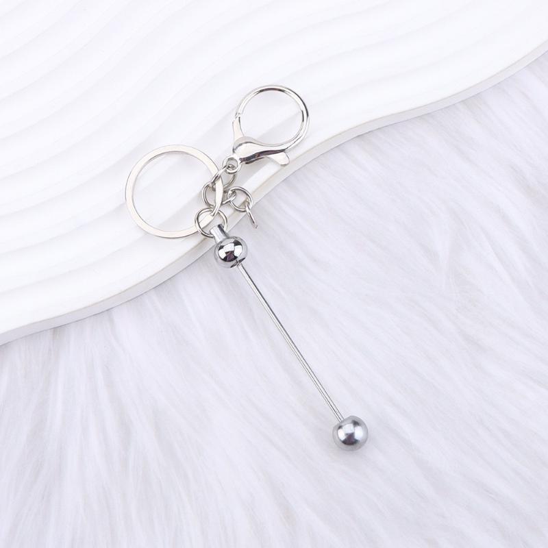 6Pcs Metal Beadable Keychain Bars Beading Key Chain Bar Blanks For Beads Pendant Jewelry Charms Lanyard Diy Crafts Gift