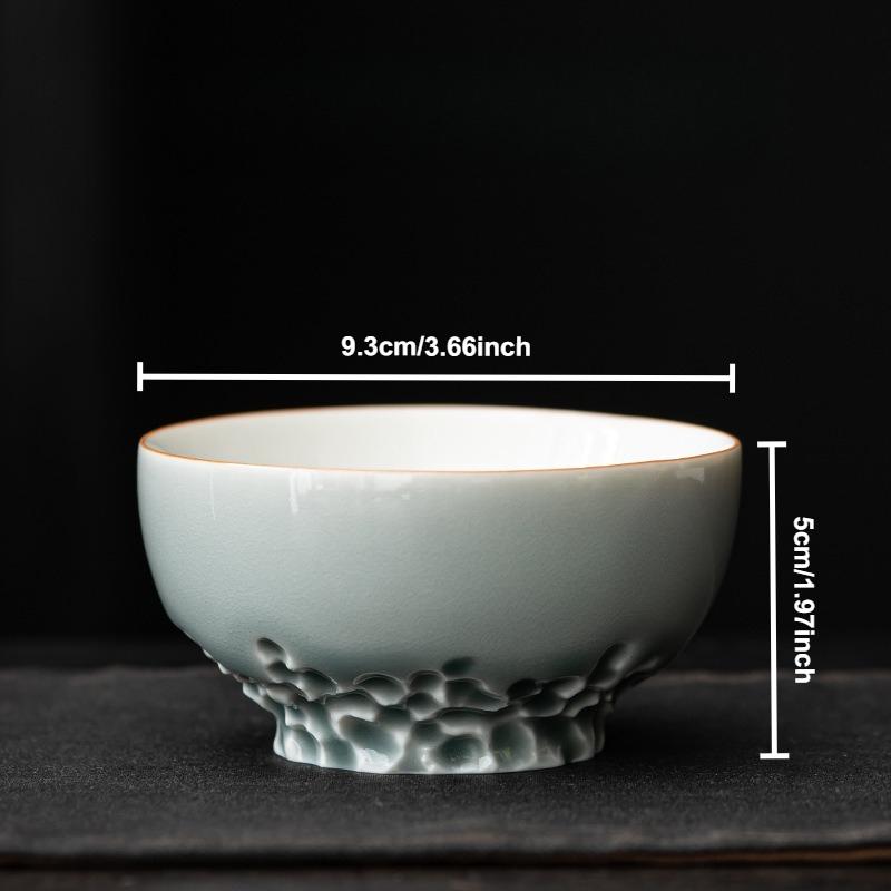 Green Glaze Handmade Ceramic Teacup Chinese Kung Fu Gongfu Teaware Set Retro Japanese Mugs Drinkware Tea Ceremony Master Cups