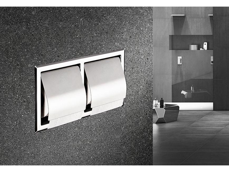 Stainless Steel Concealed Wall-Mounted Double Roll Tissue Holder
