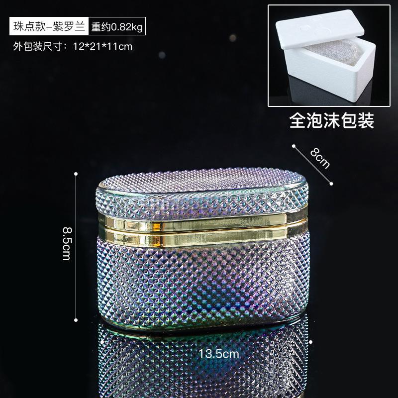 Nordic Minimalist Embossed Glass Jewelry Box Home Decor for Bedroom Dressing Table Desktop Storage Box & Decorative Ornament