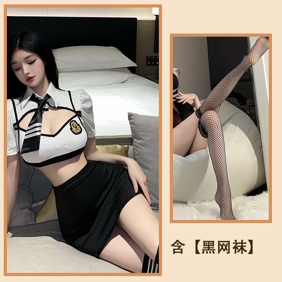 Sex Lingerie Sexy Stewardess Cosplay Uniform Hollow Pure Desire Cos Suit Hot Hip Wrap Split