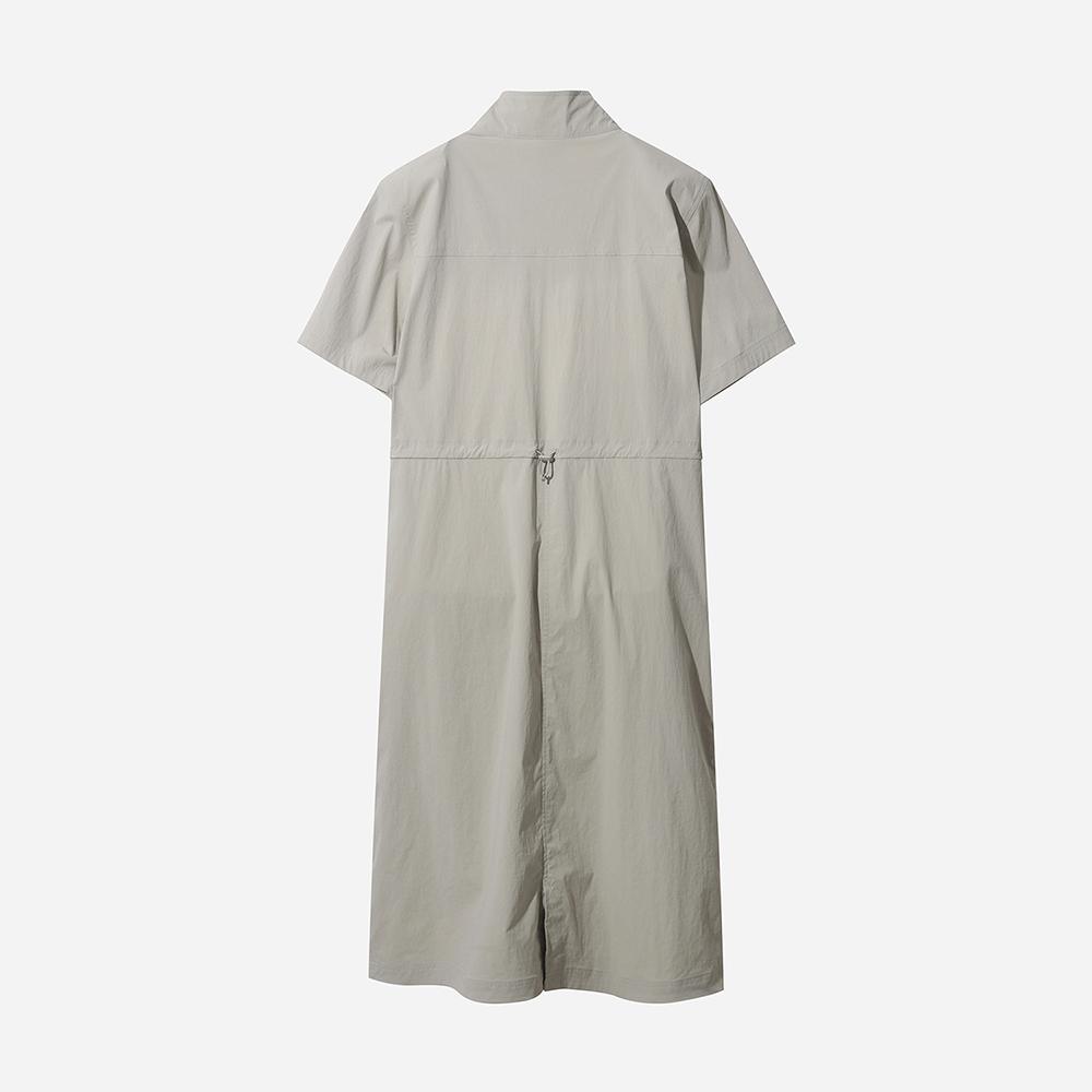 DOD Ice Clash Stand Neck Dress For Women (Dark Beige)