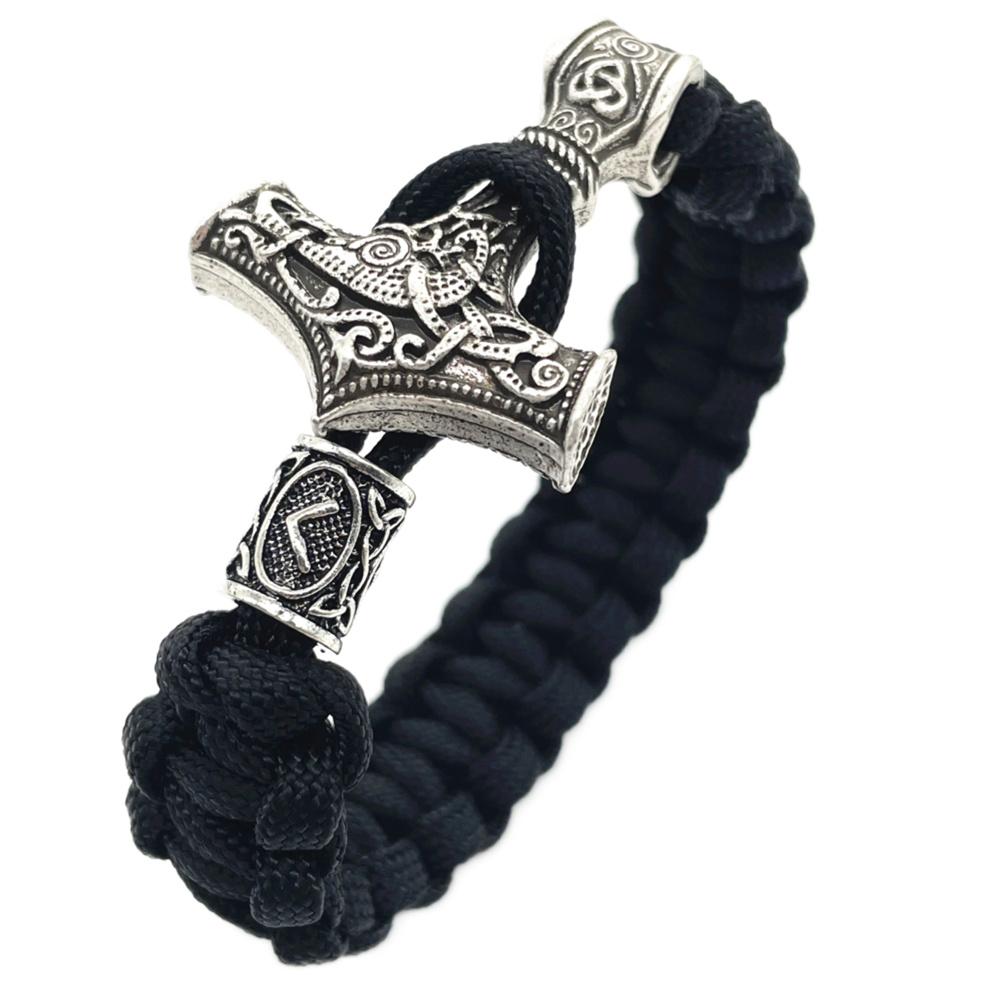 Nostalgia Thor Hammer Viking Bracelet Rune Charms Bead Jewelry For Women Men Norse Vikingo Bangle Dropship