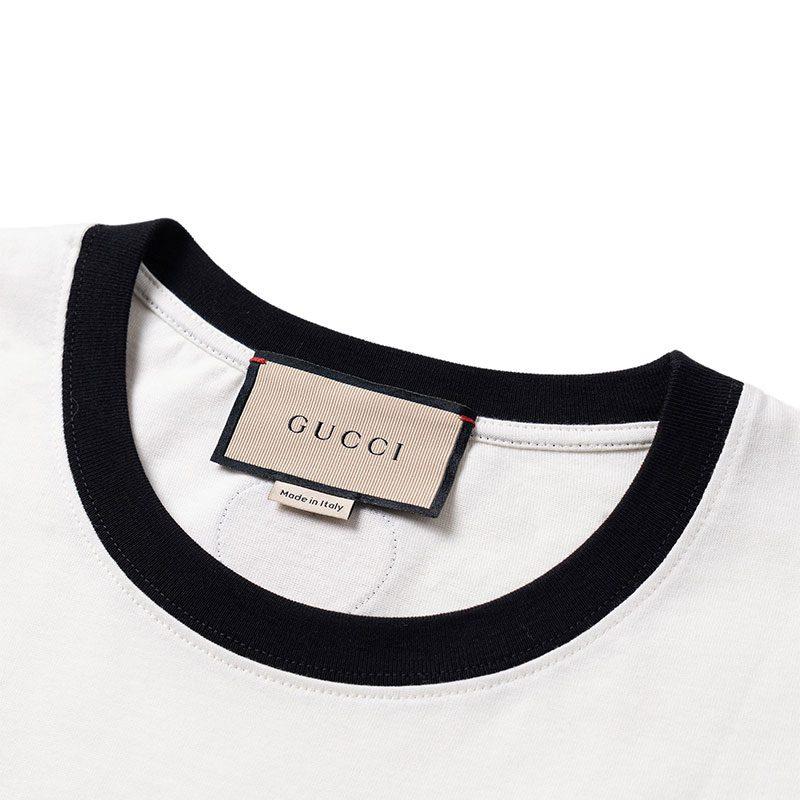 GUCCI T Shirts Women's Ecru Crew Neck Moderate Straight Fit 717422-XJFVE-9088