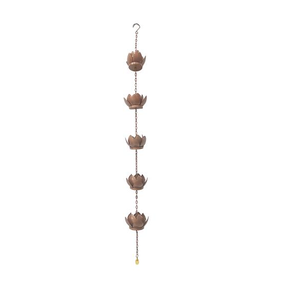 Outdoor Lotus Rain Chain Heavy Duty Metal Garden Hanging Rain Catcher Cups Outside Gutters Downspouts Replacement Decorative Rain Chain