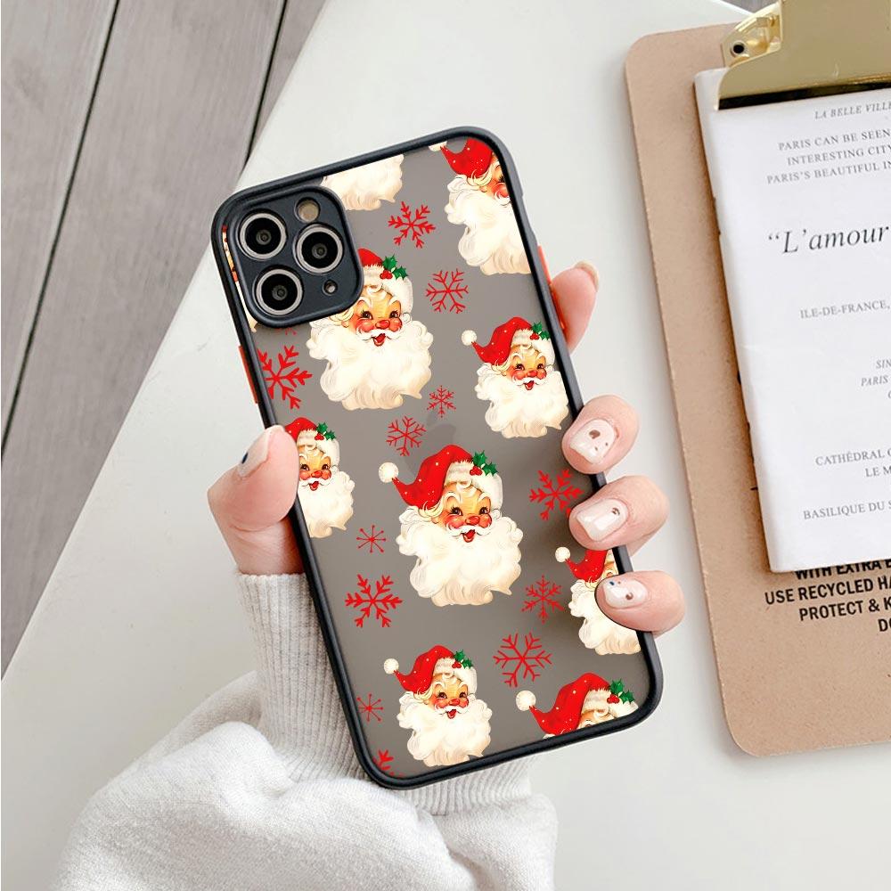 Case For iPhone 17 16 15 13 12 11 14 Pro Max 15 Plus 16e 17 Air Shockproof Clear Matte Cover Christmas Theme Cane Picture Fundas