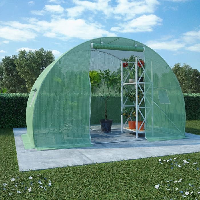 VidaXL Greenhouse 300x150x200 Cm Green Galvanized Steel Garden Greenhouse Vegetable Shelters 45533