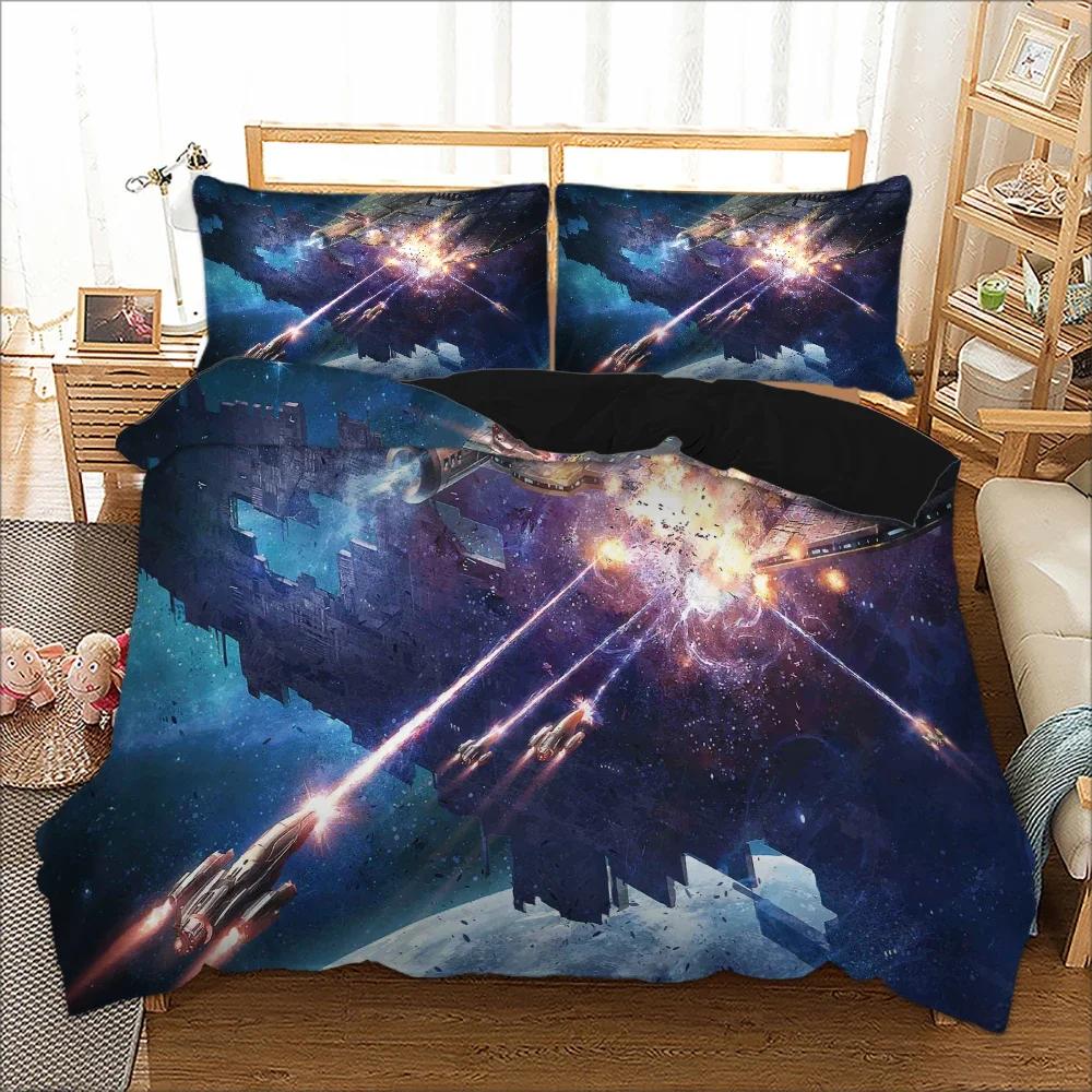 Outer Space Themed Bedding Astronaut Twin Comforter Cover For Kids Boys Rocket Ship Planets Stars Duvet Cover Space Adventure 3D