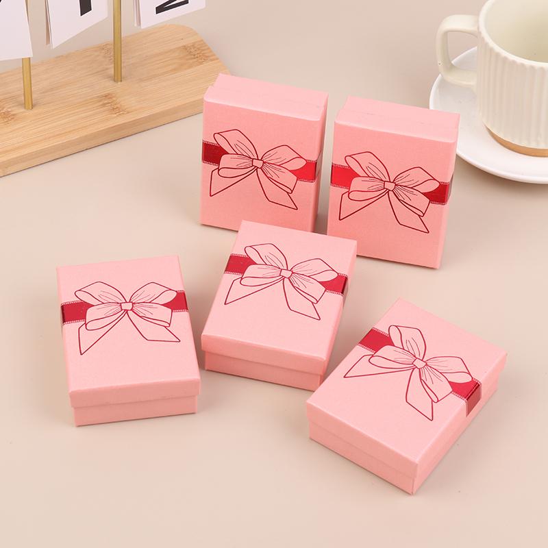 5Pcs Bow Jewelry Box Ring Earrings Bracelets Necklace Organizer Paper Jewelry Gift Packaging Box Wedding Proposal Supplies
