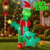 6.8FT/2.1M Inflatable Grumpy Green Christmas Character Holding Lighted Tree Outdoor Decor