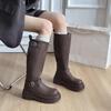 Thick-soled black boots women's 2025 new spring and autumn but knee-long boots Maillard skinny tall knight boots