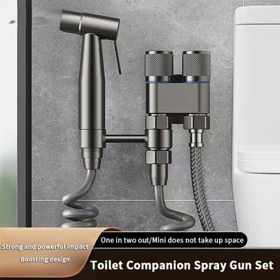 Handheld Bidet Sprayer 1-in-2-out Dual Control Valve For Toilet Extra Long Hose High Pressure Bathroom Spray Gun Kit For Bidet