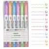 Wowjimi Curved 6 6 Floral Wavy Highlighter Roller Dual Color Heart Office Writing Instruments Pens, Types, Colors, Water-Based Pens, Pattern, Line,