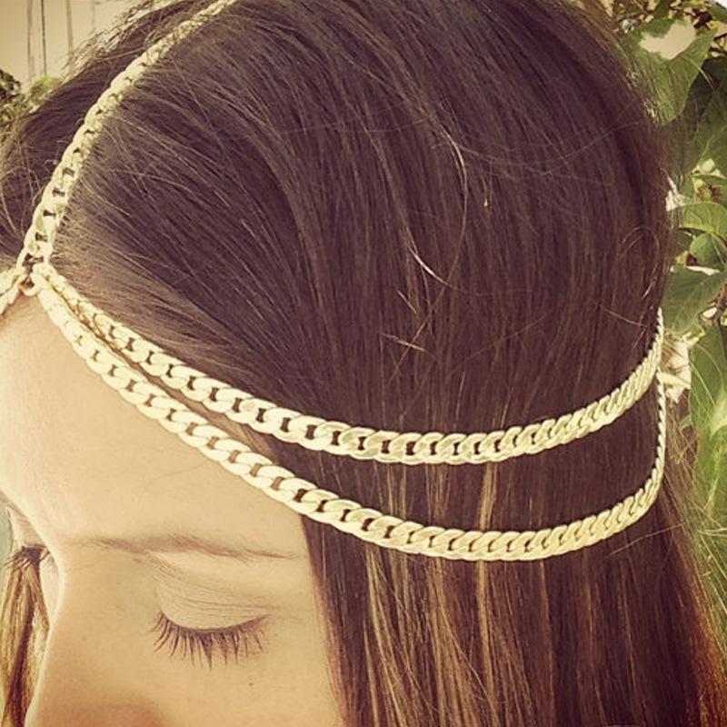 Nouveau serre-tête bandeau ebay, bandeau à franges chaîne épaisse multicouche en métal, accessoires pour cheveux