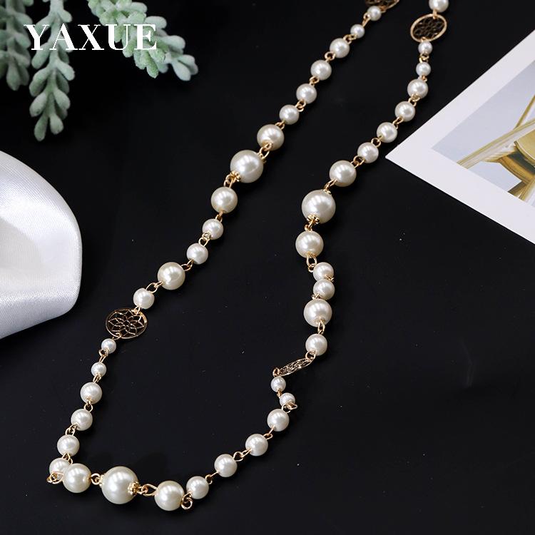 Europeiske og amerikanske motemerker, glassperler, allsidige lange halskjeder, tilbehør, genserkjeder for kvinner