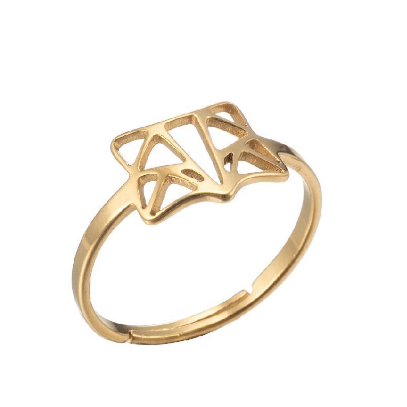 Women's Gold Geometric Cutout Wide Band Cross Ring - European & American Hip Hop Style