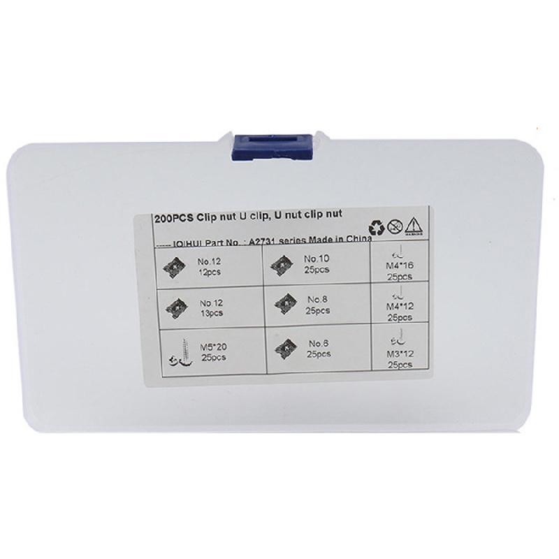 200 Pcs Assorted U Clip Nut Fasteners Flange Self Tapping Screws Rust Resistance