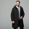 Medium and long winter new down jacket thickened hooded men's middle-aged and elderly personalized long white duck down warm jacket