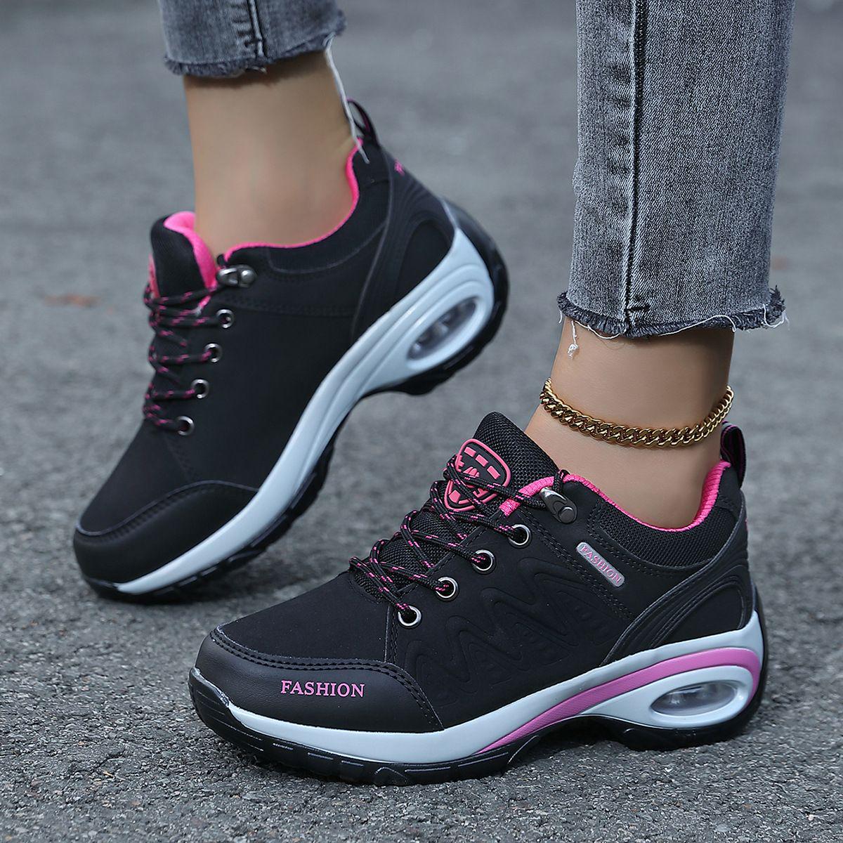 

Women s Shock-Absorbing Air Cushion Shoes for Middle-Aged Mothers - Spring & Autumn Casual Sports Travel Footwear 36 чёрный/ярко-розовый