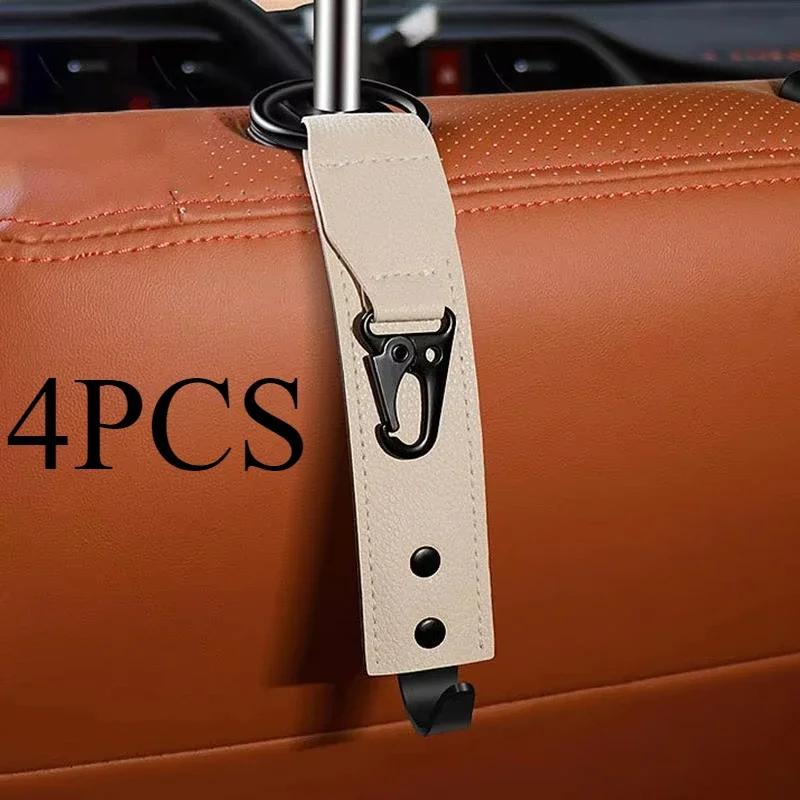 Car Interior Accessories PU Leather Hooks Storage Clips Front Seat Headrest Organizer Holder Auto Fastener Hangers Space Saving