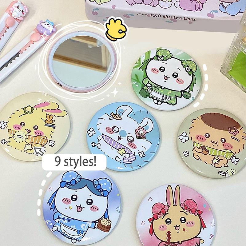 Chiikawa Cartoon Kleiner Runder Taschenspiegel Reise-Tragbarer Spiegel für Mädchen Mini Süßer Make-up-Spiegel Schönes Kosmetikwerkzeug