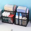 Office Metal Storage Grid Pen Holder: Multifunctional Student Desk Organizer, Wrought Iron Two-Compartment Design
