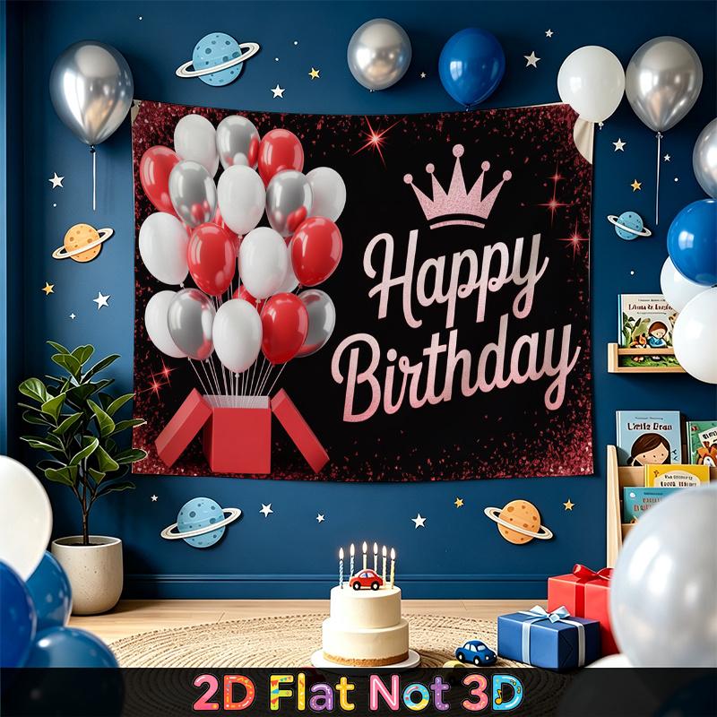 Party Backdrop Birthday Balloon Red White Photo Booth Background Front Door Decor