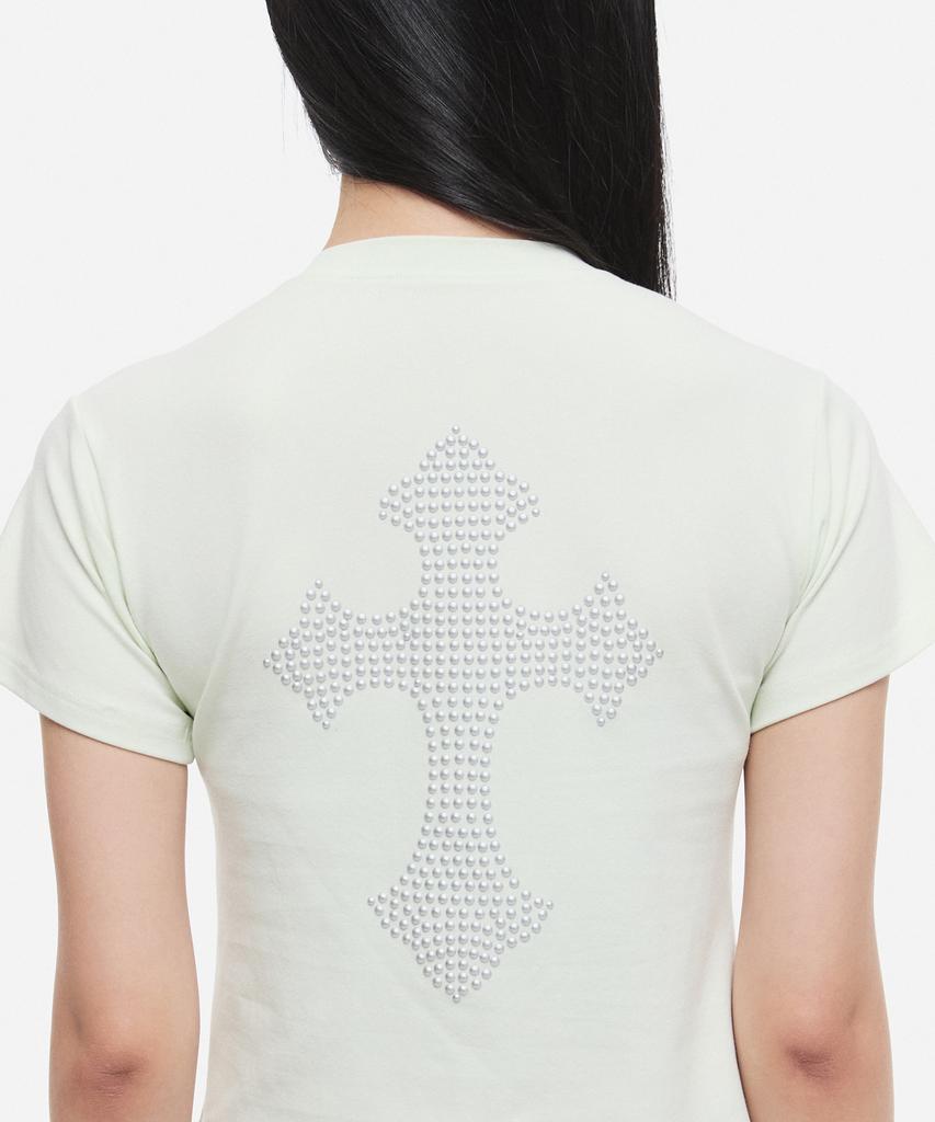 DNSR (W) Vintage Crop Half T-Shirt Lime