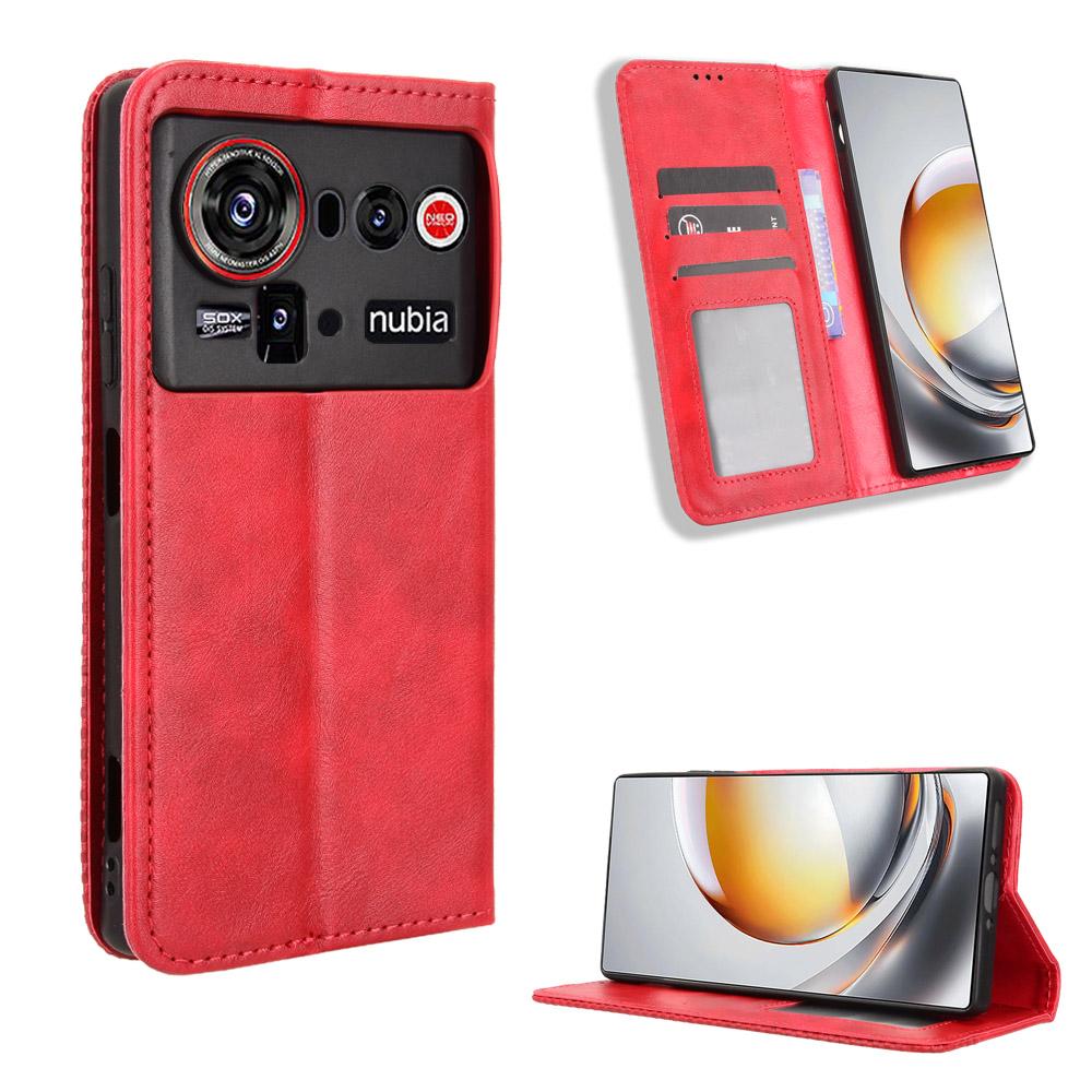 

Чохол-книжка для ZTE nubia Z80 Ultra зі Шкіри PU, Чохол для Телефону з Повноцінним Захистом [Захист від RFID] Чохол-Гаманець for ZTE nubia Z80 Ultra червоний