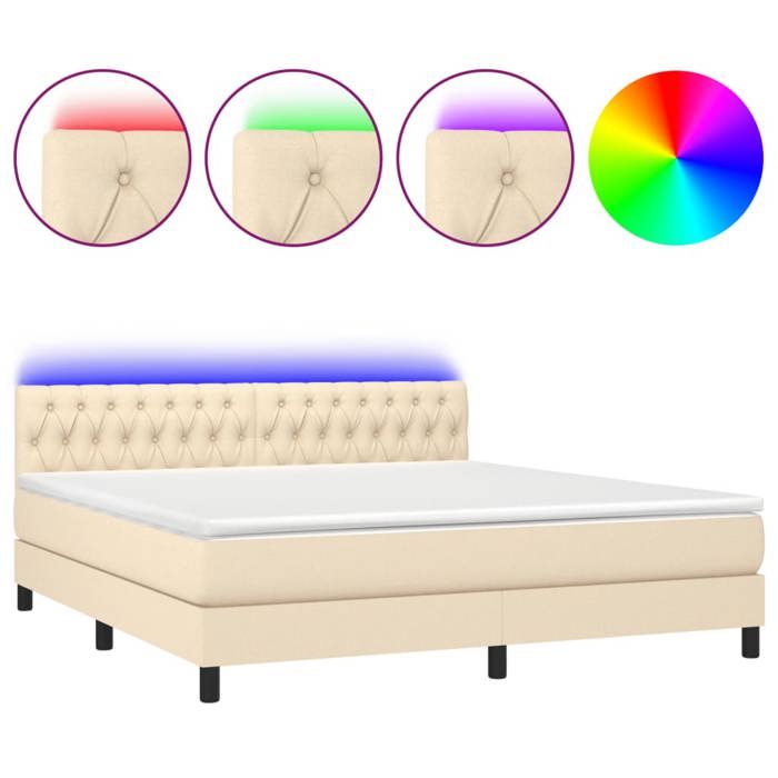 Maison Exclusive - Sommier à lattes de lit avec matelas LED Crème 160x200 cm Tissu