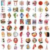 64Pcs Japanese Culture Food Aesthetic Stickers Retro Cartoon Waterproof For Laptop Luggage Guitar Skateboard Vinyl Decals Toy