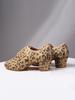 Jazz Dance Shoes for Women Girls Golden Leopard Print Latin Indoor Dance Shoes for Women Soft Soles Lace-Up High Heels