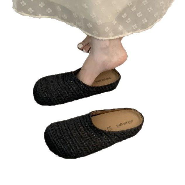 Late evening wind platform bohemian boken shoes women's outer wear 2025 spring and summer vacation one pedal bag head half drag single shoes