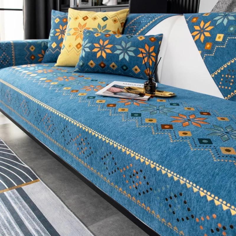 Bohemia Universal Sofa Mat Covers for Living Room Non-slip Sofa Cushion Slipcovers Pet Kids Couch Sofa Protector Mat Home Decor