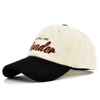 Sztruksowa czapka z daszkiem z haftem Colorblock dla kobiet czapka zimowa Street Hip Hop Snapback męskie czapki baseballowe kobiece kapelusze przeciwsłoneczne