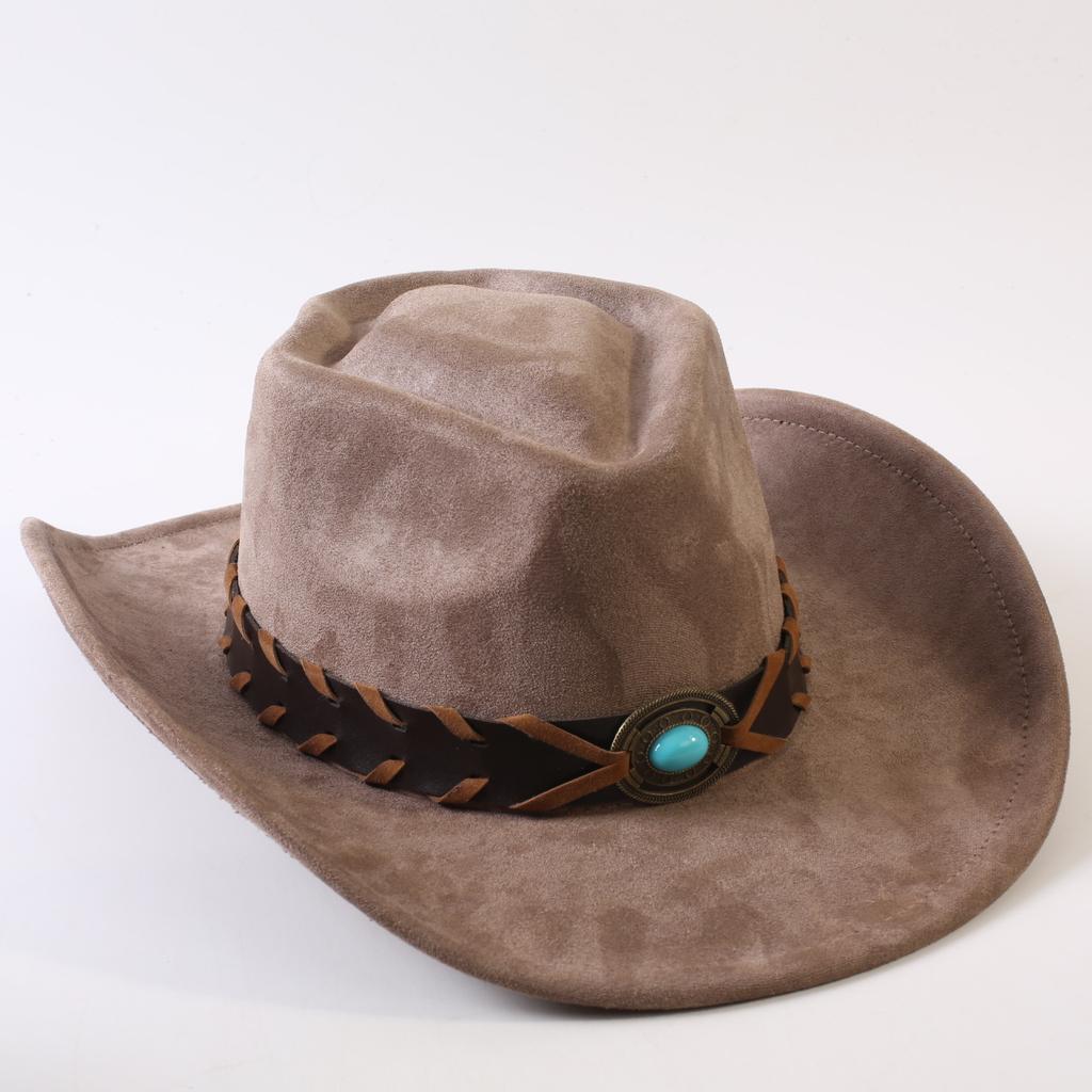 Popular European and American Classic Suede Western Cowboy Hats, Men's and Women's Retro Fashion Cowboy Hats