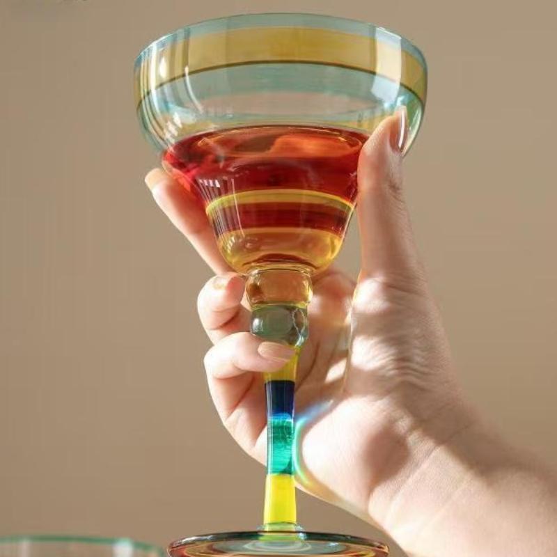 270ml Δημιουργικά Ποτήρια Κρασιού Margarita Χειροποίητα Πολύχρωμο Ποτήρι Κοκτέιλ Ευρώπη Ποτήρι Γοβάκι Ποτήρι Σαμπάνιας Δημιουργικό Ποτήρι Κρασιού Μπαρ