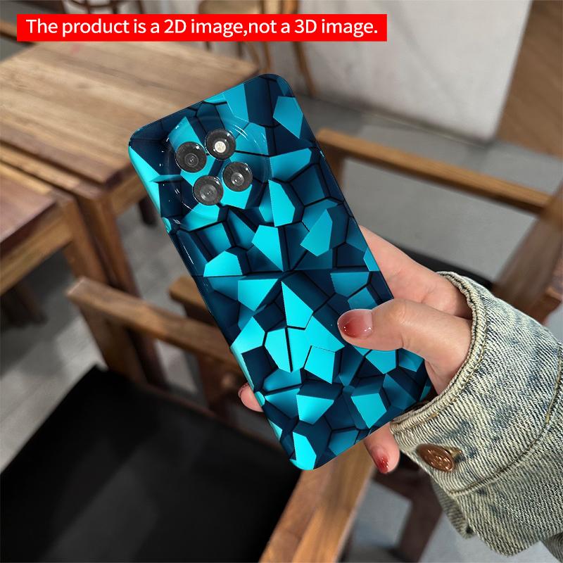 2DFlat Xiaomi Redmi phone caseBlue Geometric Tile Pattern Phone Casesuitable for Redmi Note 11 12 13 14 A3 K80 15 17 Ultra