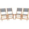 Set di 4 sedie da giardino pieghevoli in legno di acacia FSC - EDEN - Seduta in textilene - Grigio - 58 x 58 x H90 cm