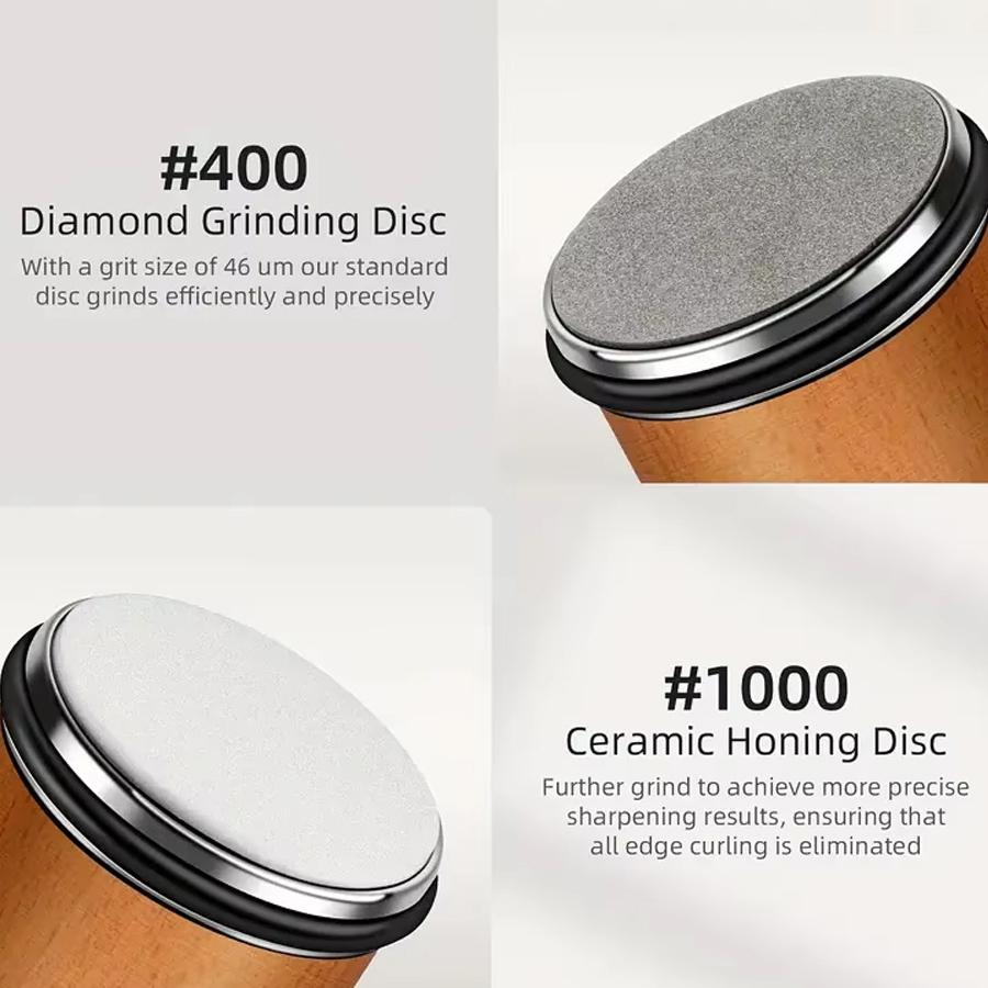 Kit Affilacoltelli a Rullo per Affilare Coltelli a Lama Dritta a Rullo con Angoli Magnetici di 15° e 20° per Coltelli Pietra per Affilare