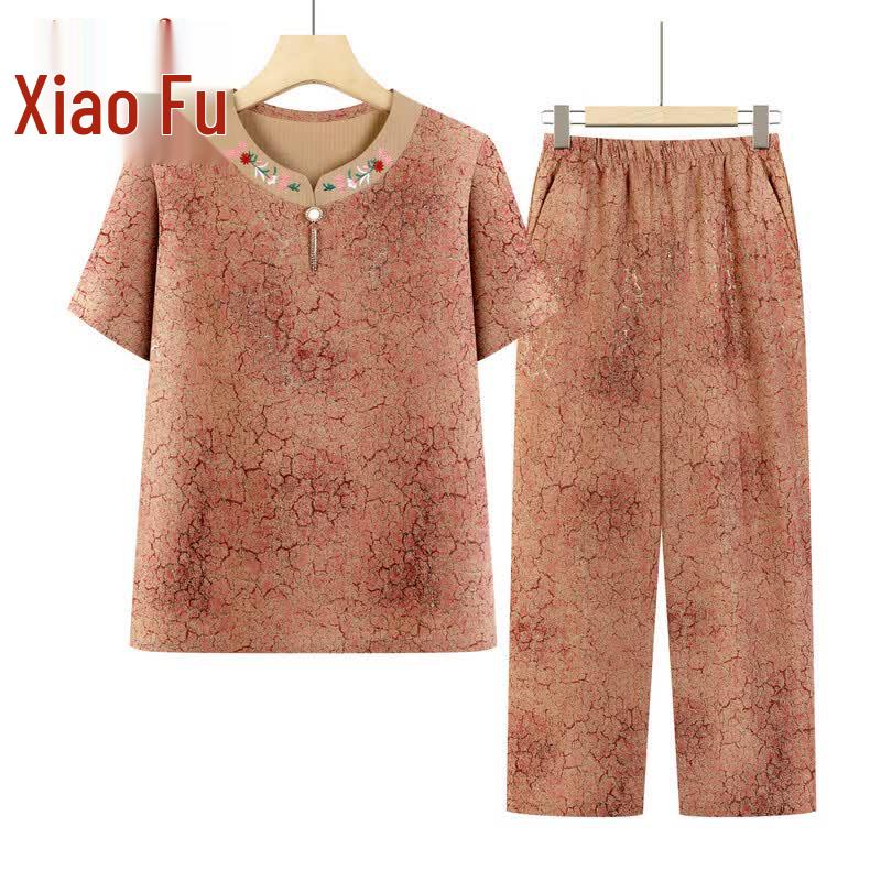 Xiaofu Mid-Aged Women's Summer Short-Sleeve Set