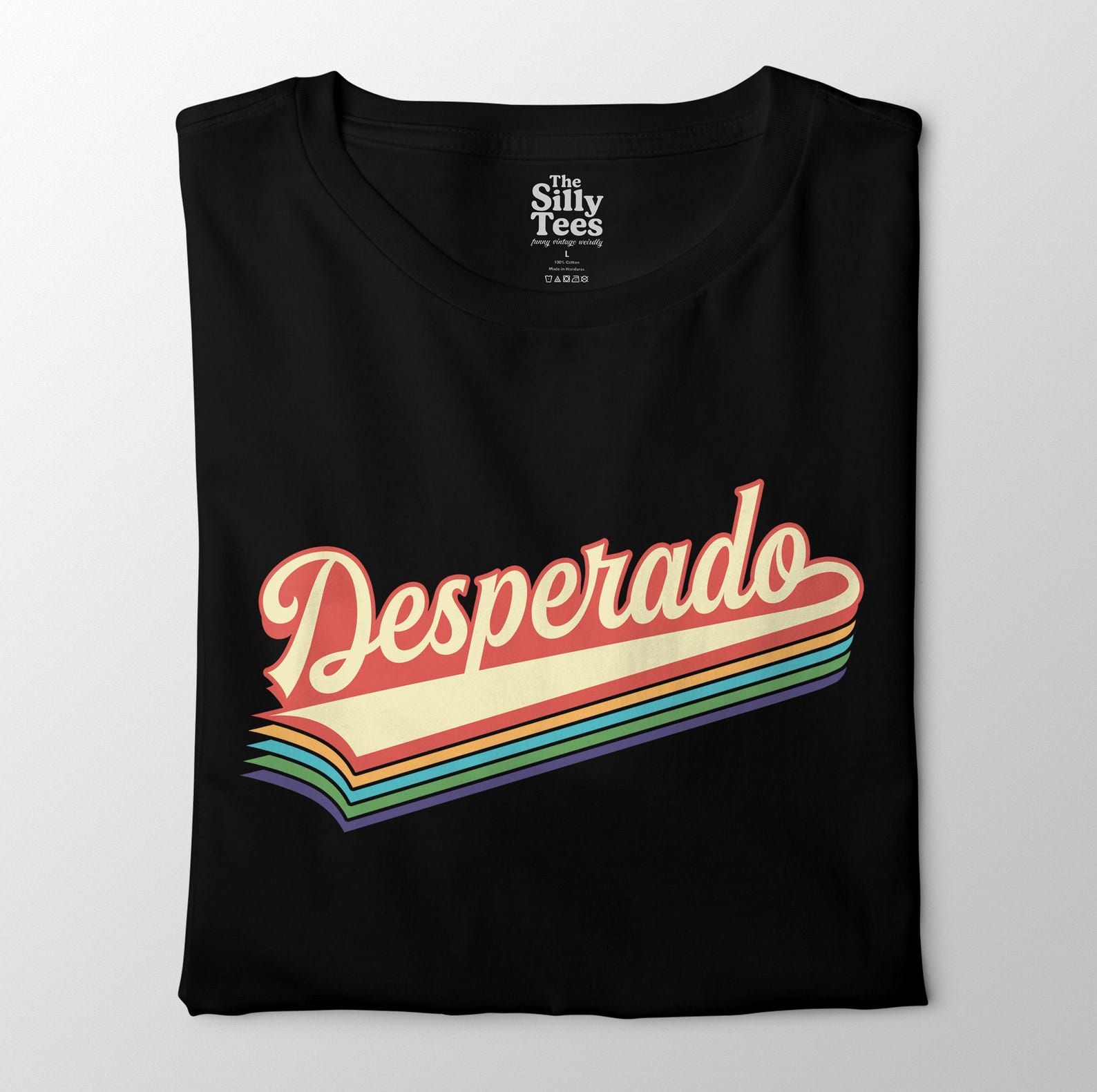 Retro Western Rainbow T-Shirt: 70s Style Graphic Tee 3XL