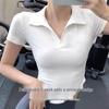 LANGSHA Women's Slim Fit Polo Collar Short Sleeve T-shirt