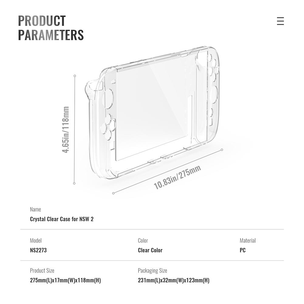 TPU Protective Case Sleeve for Nintendo Switch 2 Anti-Scratch Hard PC Front Cover Ergonomic Grip Full Protective Shell Accessory