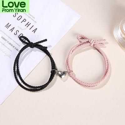 2 stücke Magnetische Armband Geflochtene Herz Anhänger Charme Paar Armbänder Für Liebhaber Freund Männer Frauen Geflecht Seil Armbänder Schmuck Geschenk